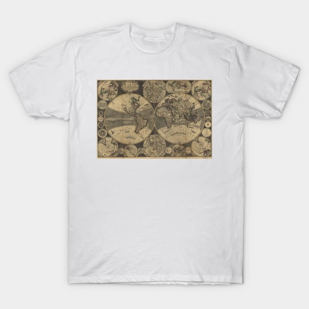 Vintage Map of The World (1702) 3 T-Shirt by Bravuramedia